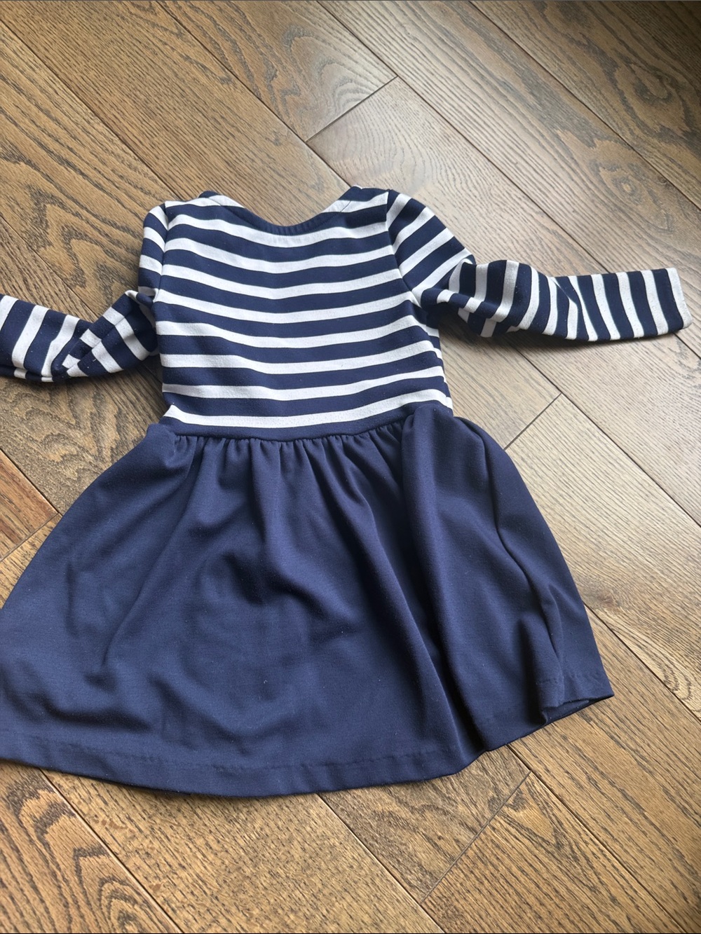 Ralph Lauren Navy, White & Red Striped Long-Sleeve Knit Dress 3T GUC - Picture 7 of 9